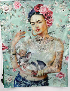 Scarves: Frida Roses Mint Scarf & Artwork I The Villa Collection