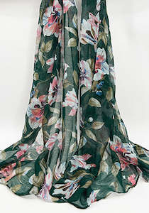 Scarves: Rebecca Floral Scarf Forest I The Villa Collection