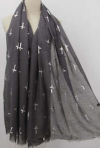 The Villa Collection I Charcoal Demi Cross Scarf