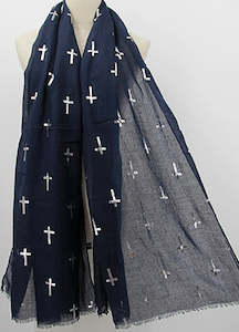 Scarves: The Villa Collection I Navy Demi Cross Scarf