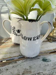 Garden Concrete: Westminster Jug cream small w Flower typography