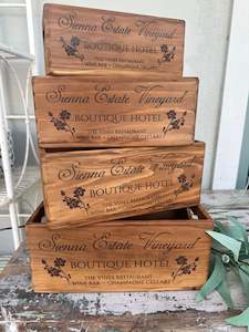 Storage Baskets: Sienna Estate Vineyard wooden box - 4 different sizes