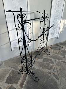 Storage Baskets: Metal Filigree Towel Rail Black Collect only
