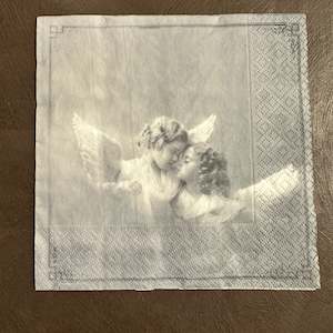 Vintage Children Napkins: Two Cherubs with border Napkin for Decoupage