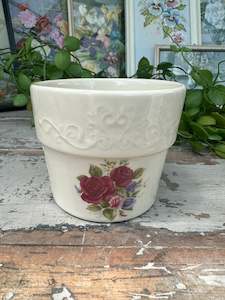 Faux Plants: Ceramic planter small floral