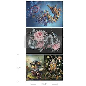 Redesign Decoupage Papers: Steampunk Wilderness A3 Fiber Decoupage Paper 3 sheet