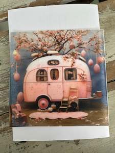 Woven Decoupage Papers: Mini decoupage Paper Pink Enchanted Camping