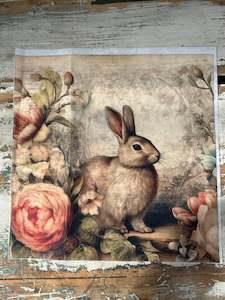 Bunny with Rose Paper for Decoupage Square