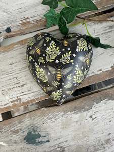 Bee Black Ceramic Heart