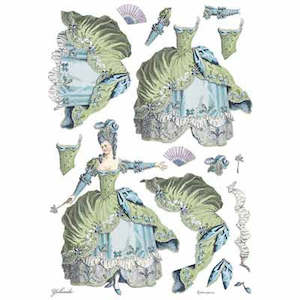 Rice Paper: Lady Renaissance Green Rice Paper for Decoupage A3