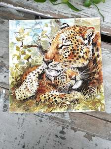 Napkins: Leopard Family Napkin for Decoupage