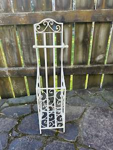 Storage Baskets: Cream Filigree Toilet Roll Holder Collect only