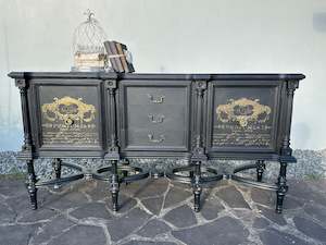 Furniture: Rustic Glam Sideboard in Carbon Black & Gold