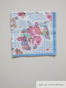 Craft Sale: Blue Birds Napkin for Decoupage Small sized