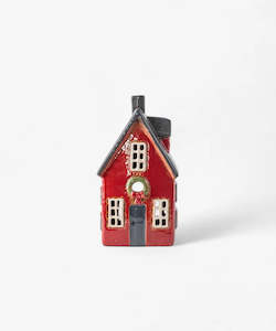 French Country Alsace Tea Light Cottage Red with Wreath