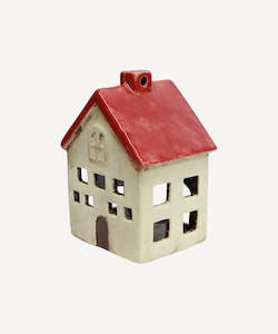 French Country Alsace Tea Light Villa Red White