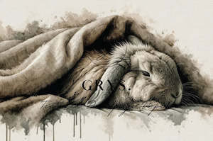 Sepia Bunny Paper for Decoupage A3