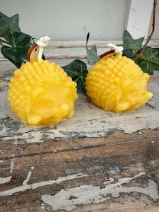 Candles: Hedgehog natural beeswax candle