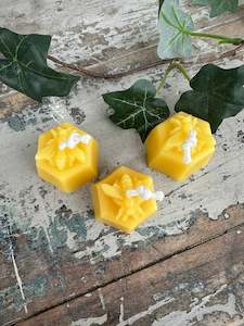 Candles: Bee tea lights set of 3 natural beeswax candle