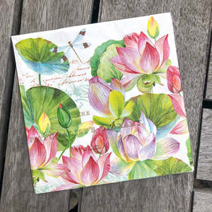 Napkins: Water Lily Napkin for Decoupage