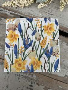 Spring Hyacinth, Daffodils & Eggs Napkin for Decoupage