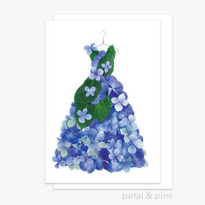 Linen: Greeting Card Blue Hydrangea Dress