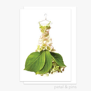 Linen: Greeting Card Cream Hydrangea Gown