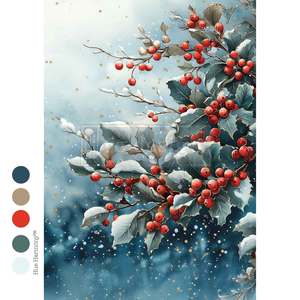 Frosted Boughs & Berries Mulberry Tissue Paper for Decoupage A4 1 sheet