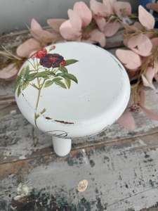 Small wood decor stool with floral