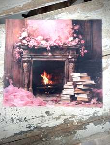 Pink Blossom Fireplace Paper for Decoupage Rectangle small