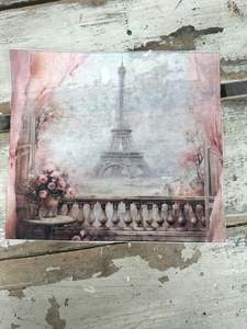 Woven Decoupage Papers: Pink Eiffel Tower Paper for Decoupage Rectangle small