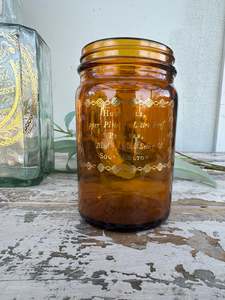 Pm Vintage Finds: Amber Jar with Gold transfer