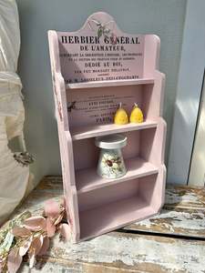 Pink shelf unit with IOD transfers