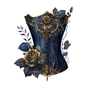 Navy Gothic Princess Corset White Cloud Transfer