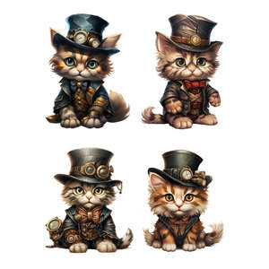 Steam Punk Kittens I White Cloud Transfer