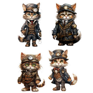 Steam Punk Cats III White Cloud Transfer