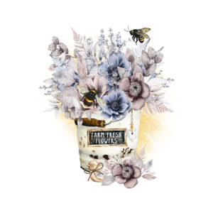 Flowers & Bees lilac White Cloud Transfer