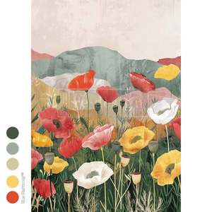Impressions of Poppies A3 Fiber Decoupage Paper 1 sheet