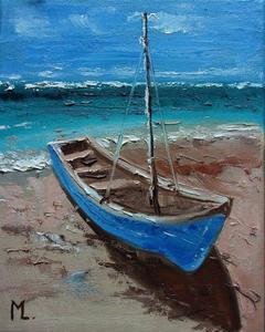 Products: Lone Boat on Beach Paint by Numbers - Paint My Numbers