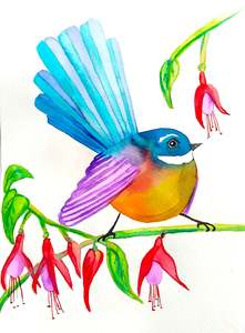 Watercolour Piwakawaka | 25/02/2026 - Mavericks Gastropub, Taupo