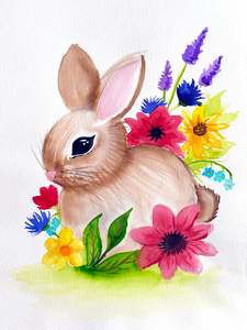 Watercolour And Wine Events: Bunny Blooms | 15/04/2026 - Mavericks Gastropub, Taupo