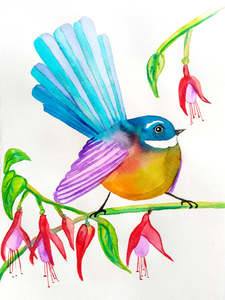 Watercolour And Wine Events: Watercolour Piwakawaka | 21/04/2026 - Good Neighbour, Hamilton