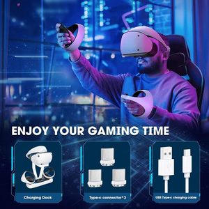 Gaming Sports: PS5 VR2 Controller Charging Dock Headset Stand,Wireless Charging Station
