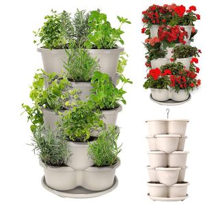 Bathroom Furniture: 5 Tier Garden Tower Stackable Planter Pots