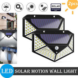 2 x Solar Wall Lights 100 LED Sensor Wall Lamp