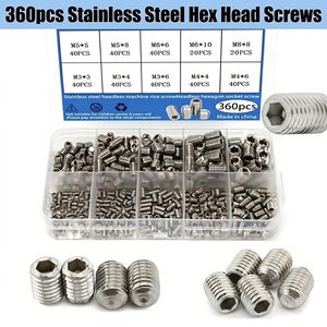 Car Parts Accessories: 360pcs Hex Socket Set Screws M3-M8 Kit