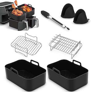 Kitchen: Air Fryer Rack Silicone Pot Accessories for Ninja Dual