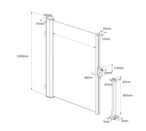 Bathroom Furniture: Side Awning Privacy Screen Wind Sun Protection160 x 300 cm