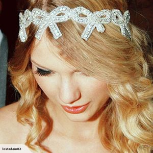 Wigs: Handmade Bow Crystal Rhinestone Headband For Party Bride Bridal Wedding