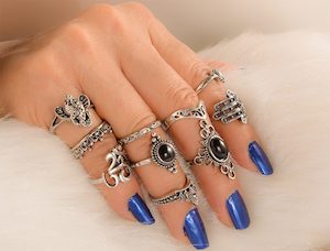 Jewellery And Watches: Boho Ring Set 10 pcs